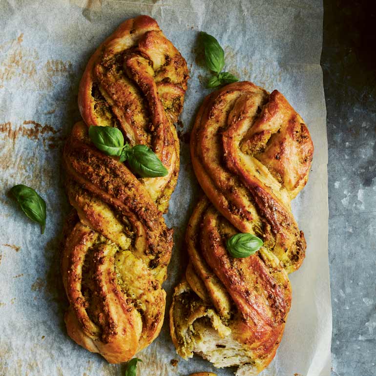 Broodvlecht met pistachepesto