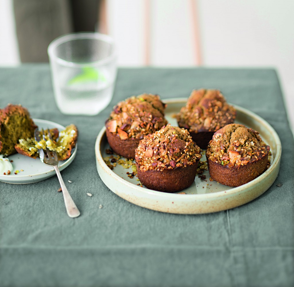 Matchamuffins met knapperige topping