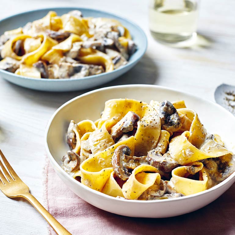 Papardelle met romige champignons