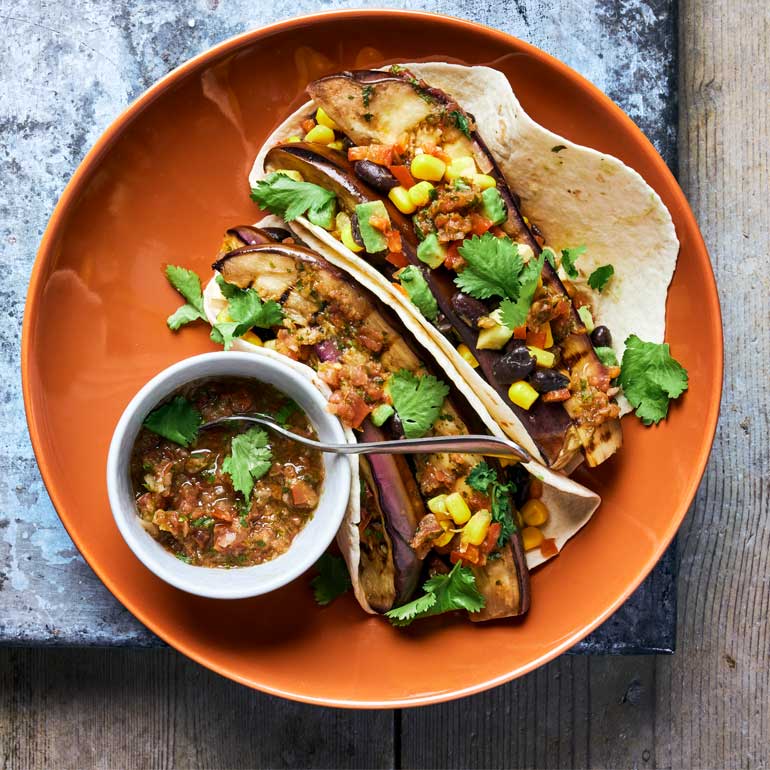 BBQ-taco’s met aubergine