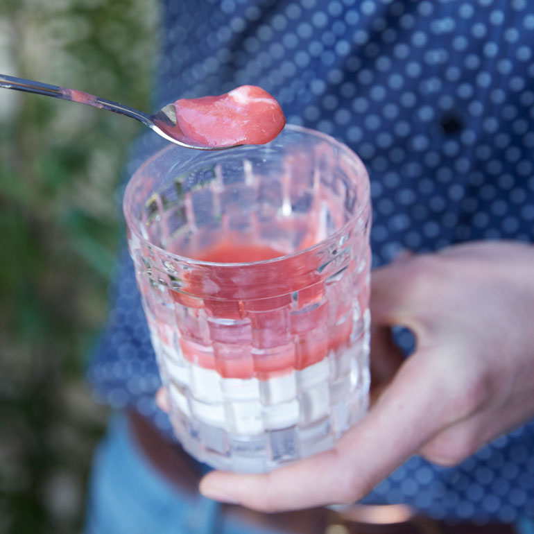 Rababershake met yoghurt