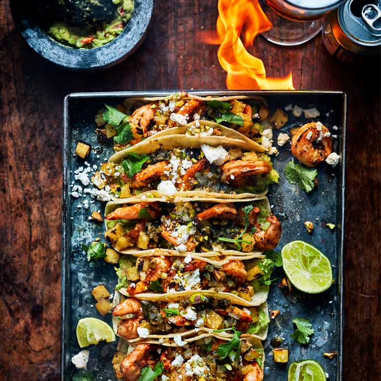 Grilled shrimp & pineapple taco’s