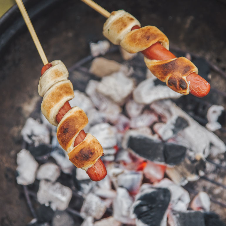 Hotdogs van de BBQ