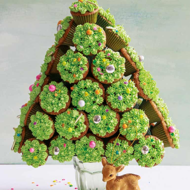 Kerstboom van cupcakes