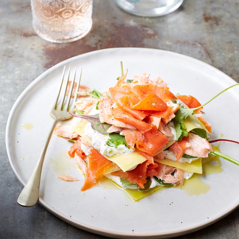 Open lasagne met zalm & snijbiet