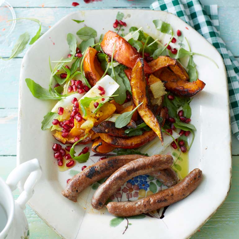 Merguez met lauwwarme pompoensalade