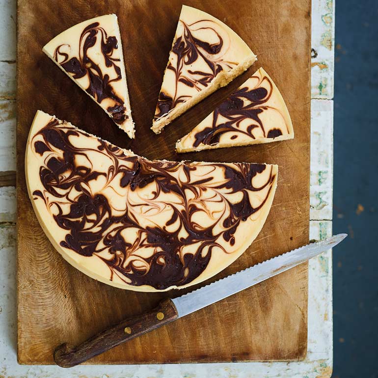 NY cheesecake met chocoladeswirl