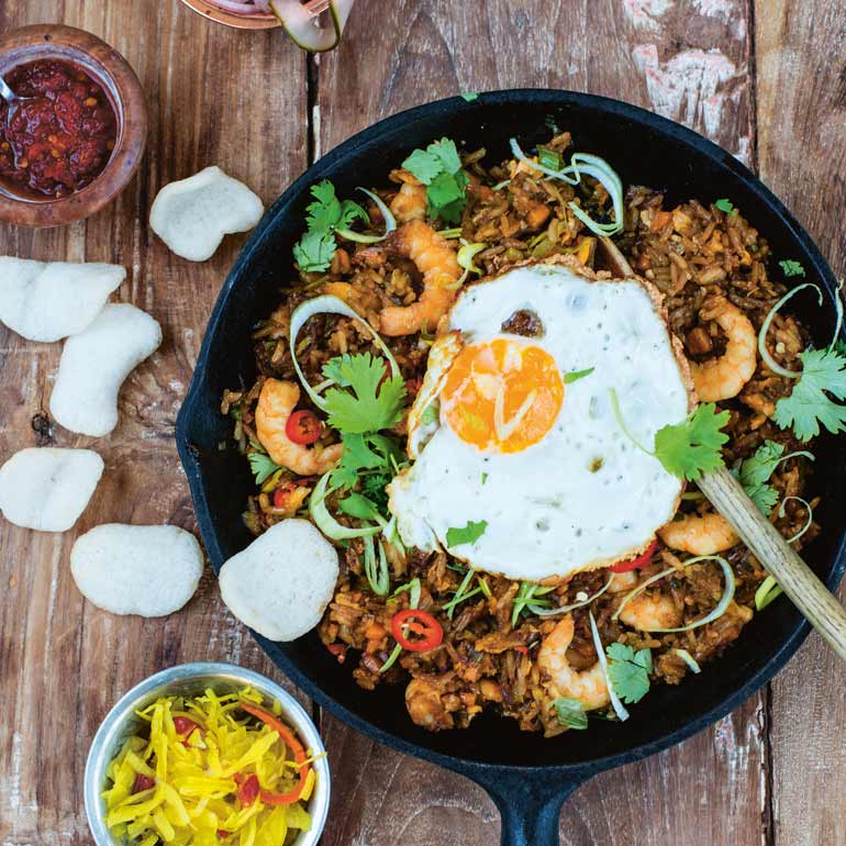 Nasi goreng met garnalen