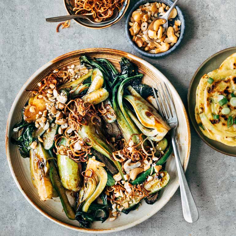 Paksoi met bosuipannen-koekjes