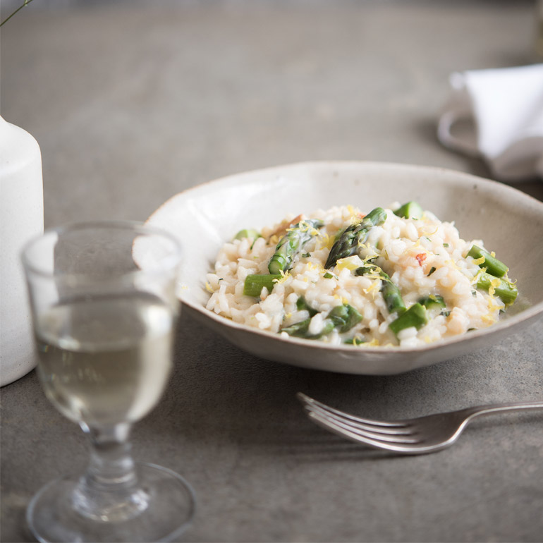 Risotto met krab, asperges en citroen