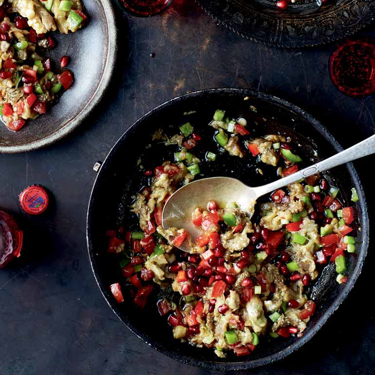 Salade van gegrilde aubergine