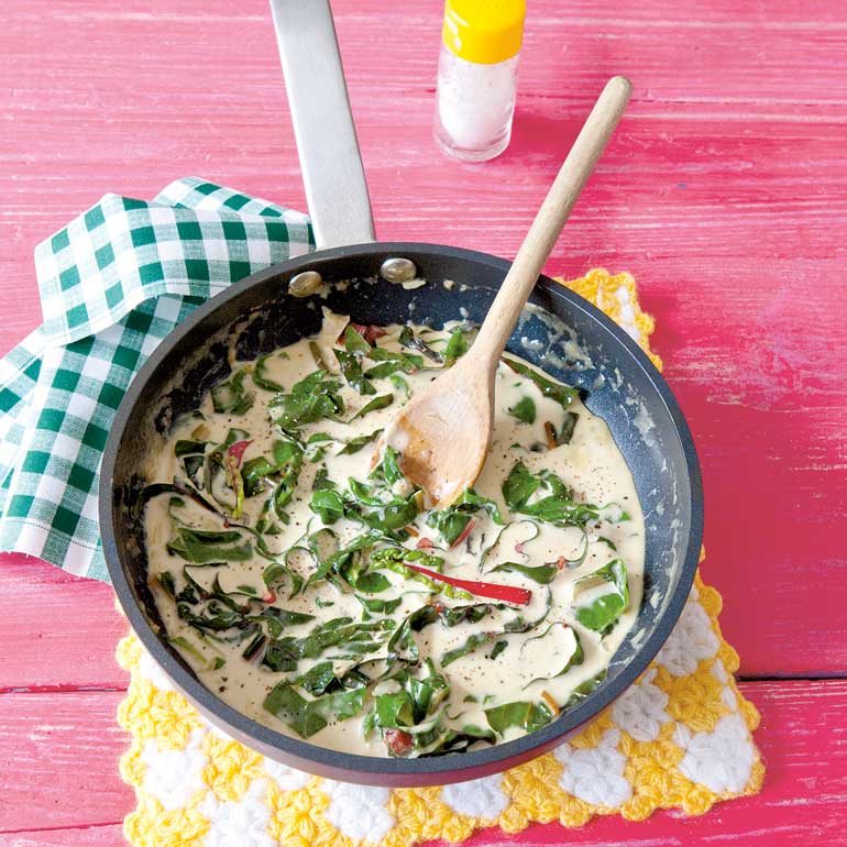 Romige snijbiet met tagliatelle