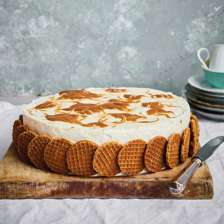 Stroopwafel-taart met roomkaas