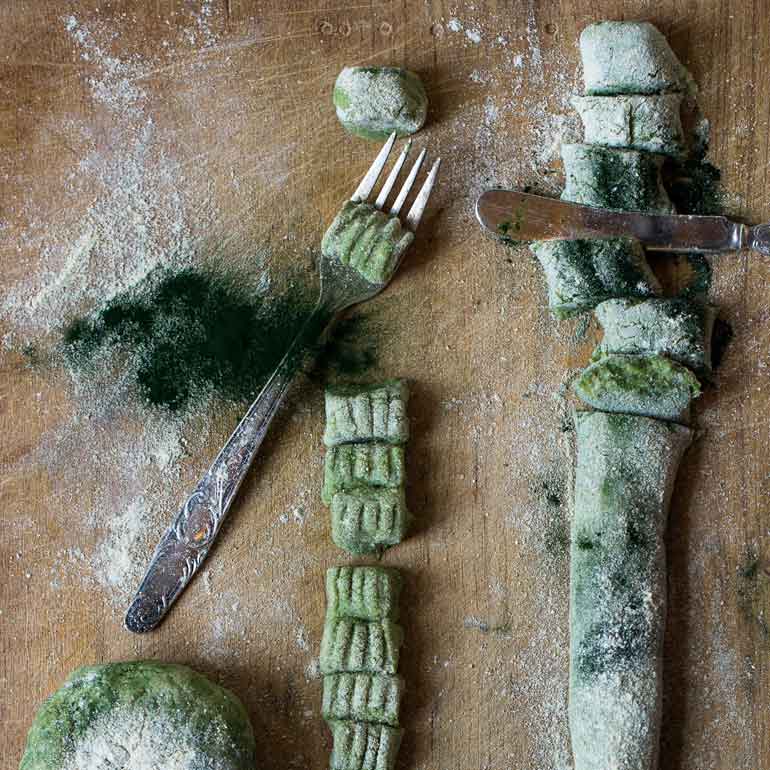 Zeewiergnocchi met spinazie roomsaus