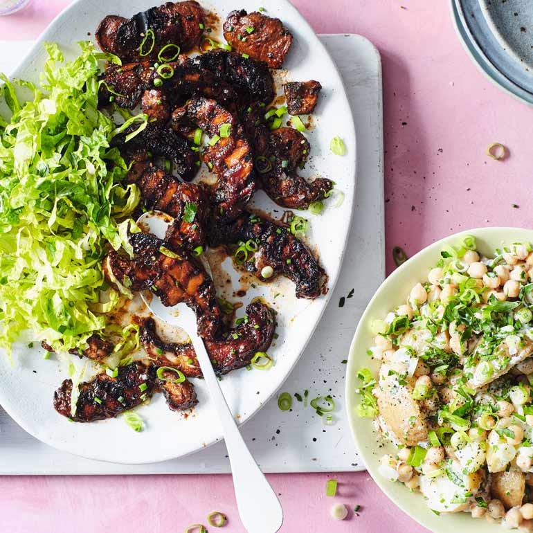 BBQ-portobello met aardappelsalade