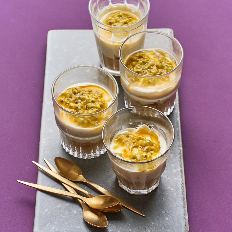 Cheesecakecups met passievrucht