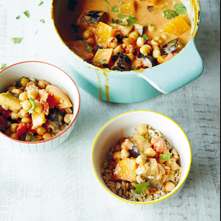 Thaise kokoscurry met kikkererwten