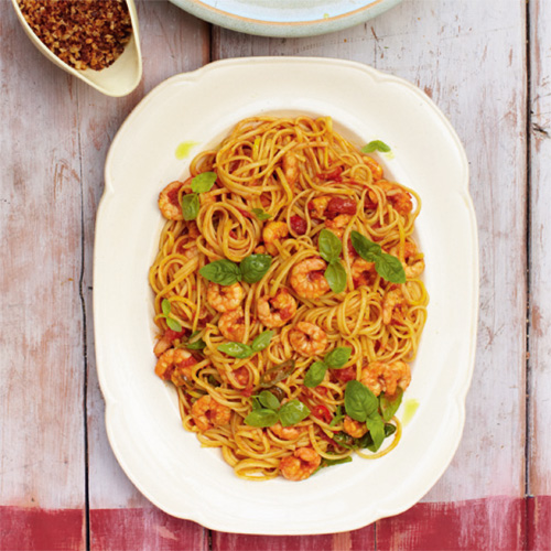 Garnalenlinguine met venkelsalade