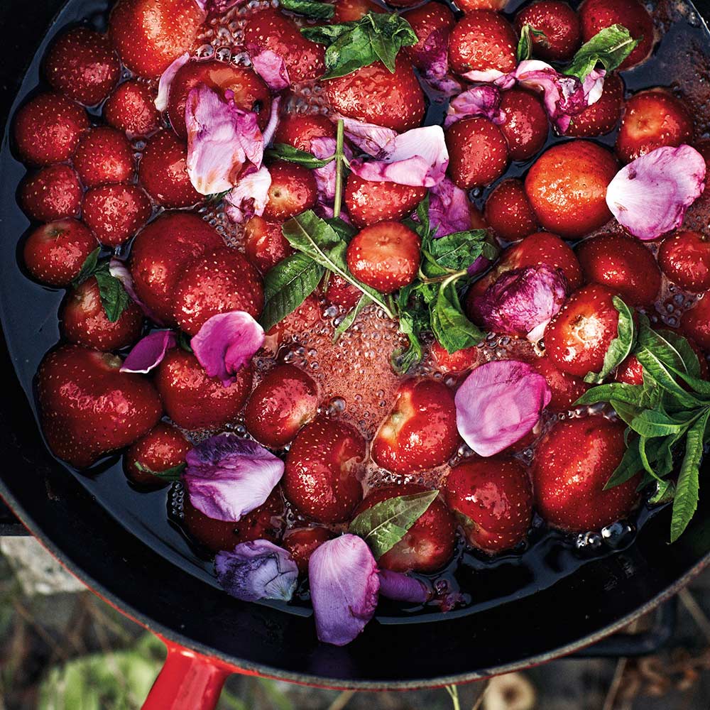 Geflambeerde aardbeien 