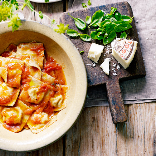 Volkorenravioli met ricotta & basilicum