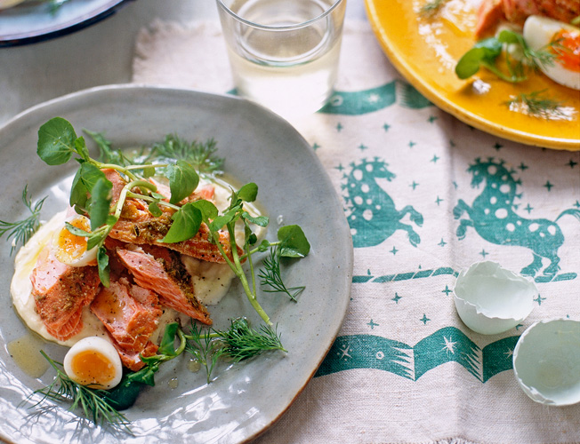 Wilde zalm met een venkelkorstje