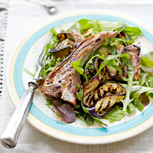 Salade met gegrilde aubergine 