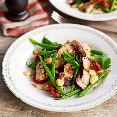 Pittige kip met sperziebonensalade