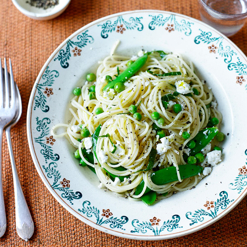 Spaghetti met groene bonen