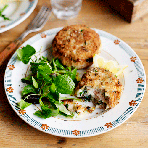 Aardappelkoekjes met gerookte forel