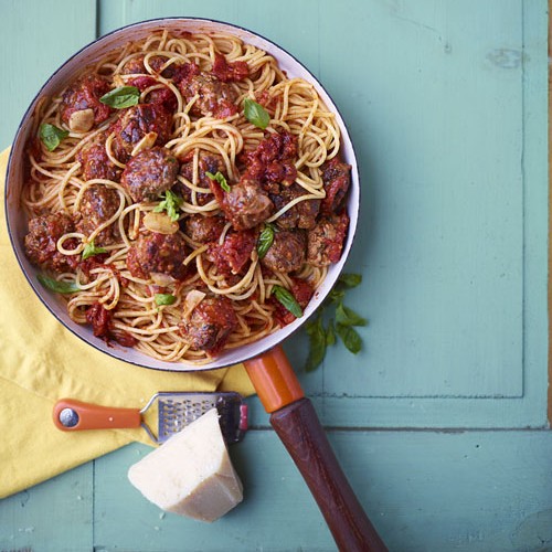 Snelle spaghetti met gehaktballetjes