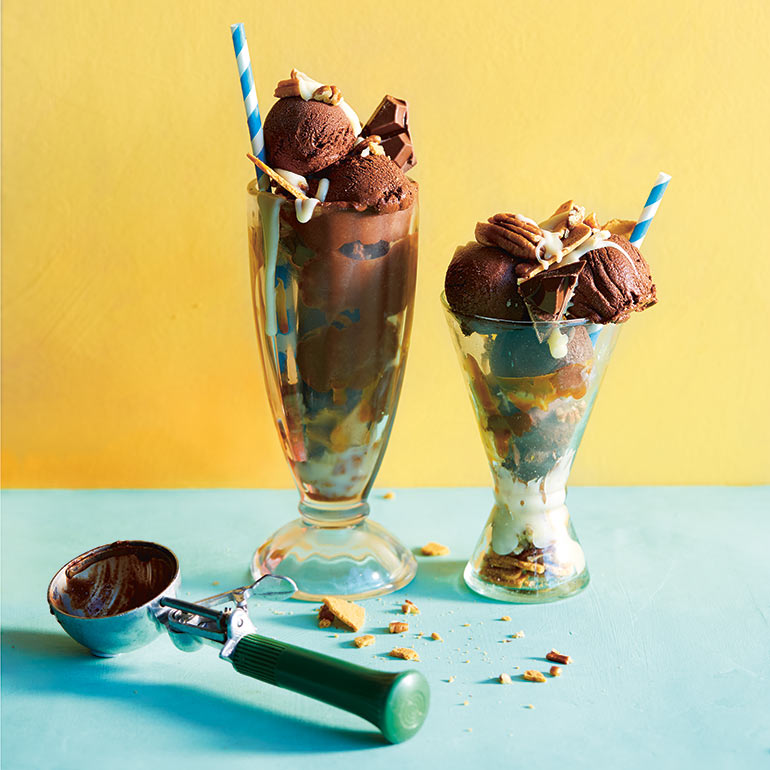 Choco-sundae met dulce de leche