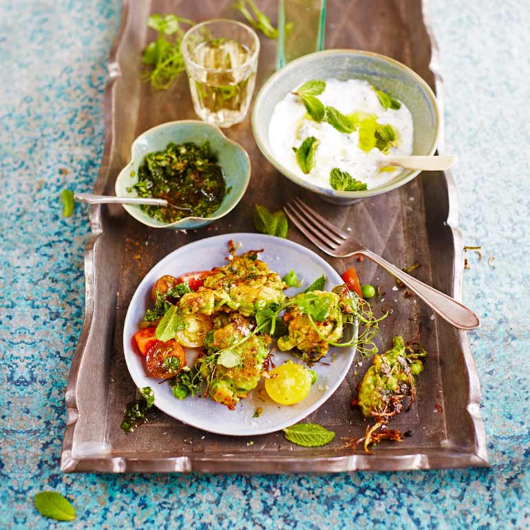 Erwtenkoekjes met salsa verde