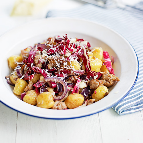 Gnocchi met radicchio & worst