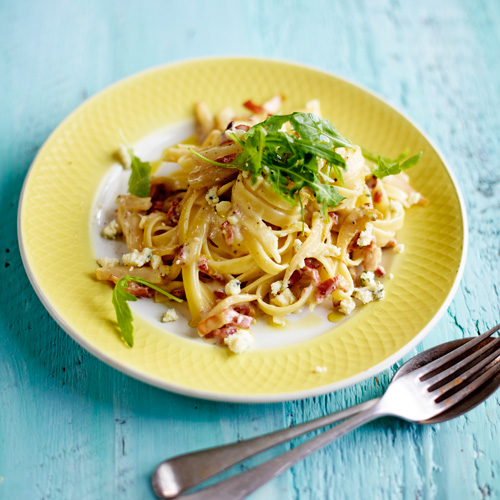 Pasta carbonara & blauwschimmelkaas