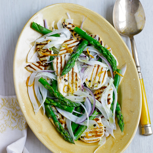 Asperge-halloumi salade