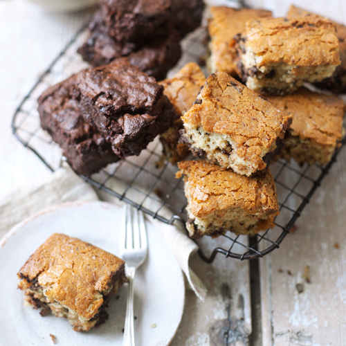 Blondies met pure chocolade