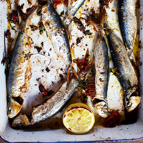 Gegrilde sardines uit de oven