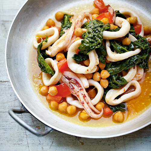 Pijlinktvissalade met cavolo nero