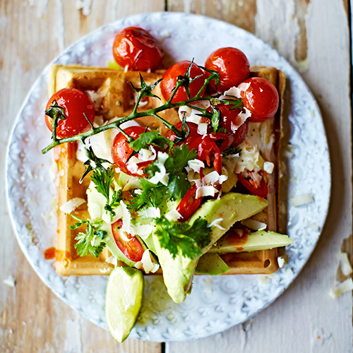 Wafel met avocado & chilipeper