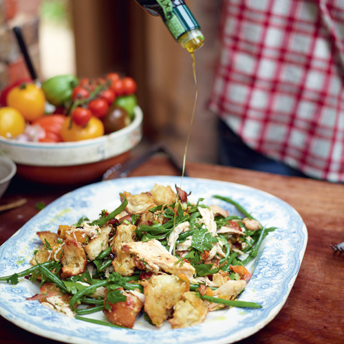 Salade met gebraden kip & haricotsverts