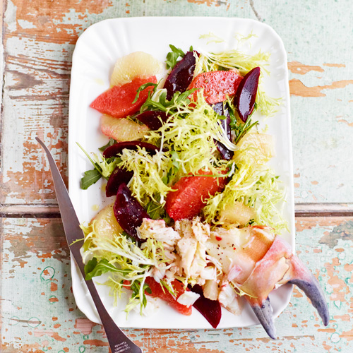 Grapefruitsalade met krab & biet