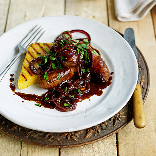 Wildzwijnworstjes met polenta