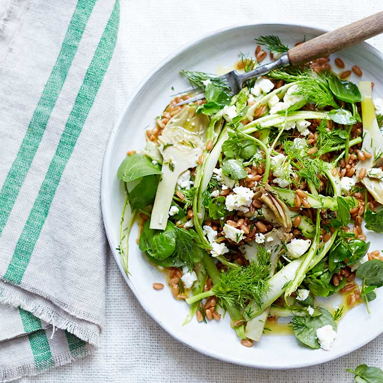 Speltsalade van asperges & artisjok