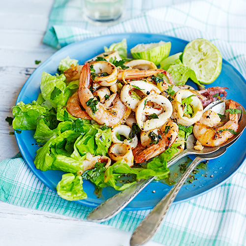 Salade van gebakken seafood