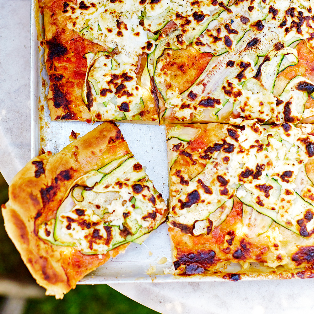 Pizza met courgette & geitenkaas