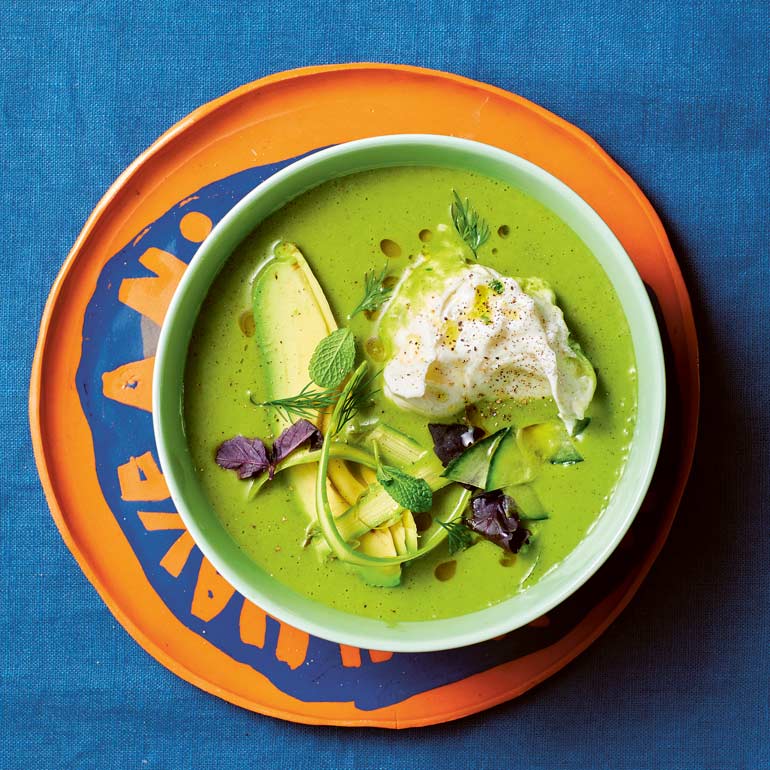 Groene gazpacho met burrata