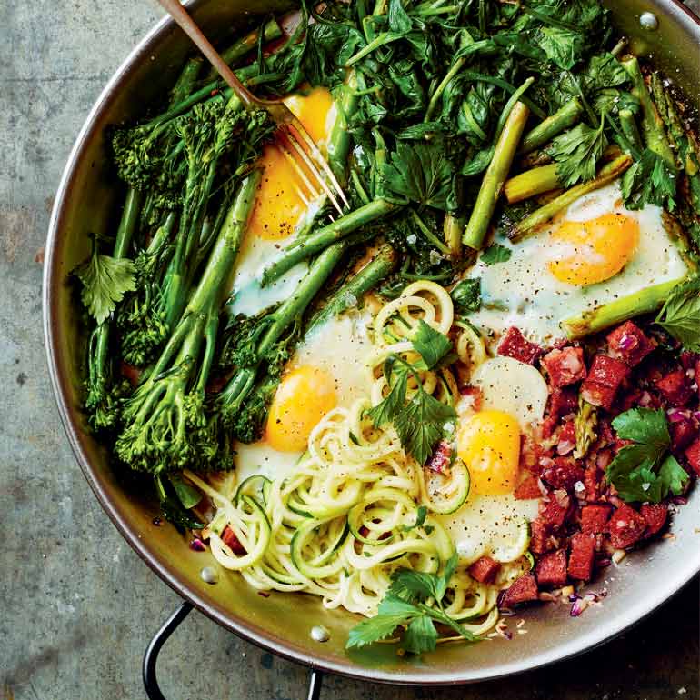 Groene shakshuka met sucuk