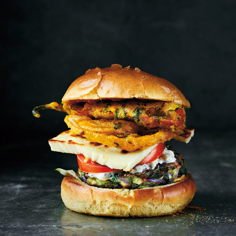 Palak paneer burger