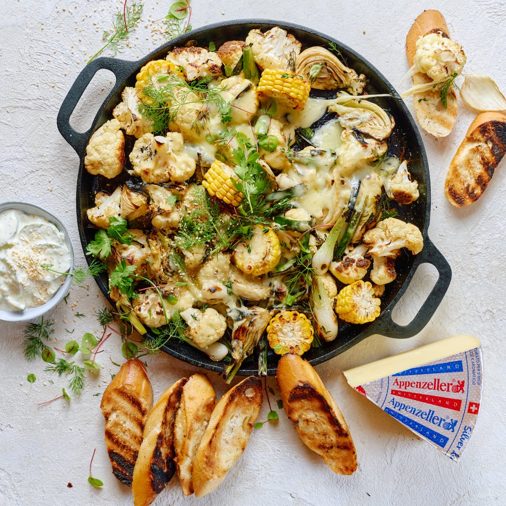 Veggie skillet met Appenzeller