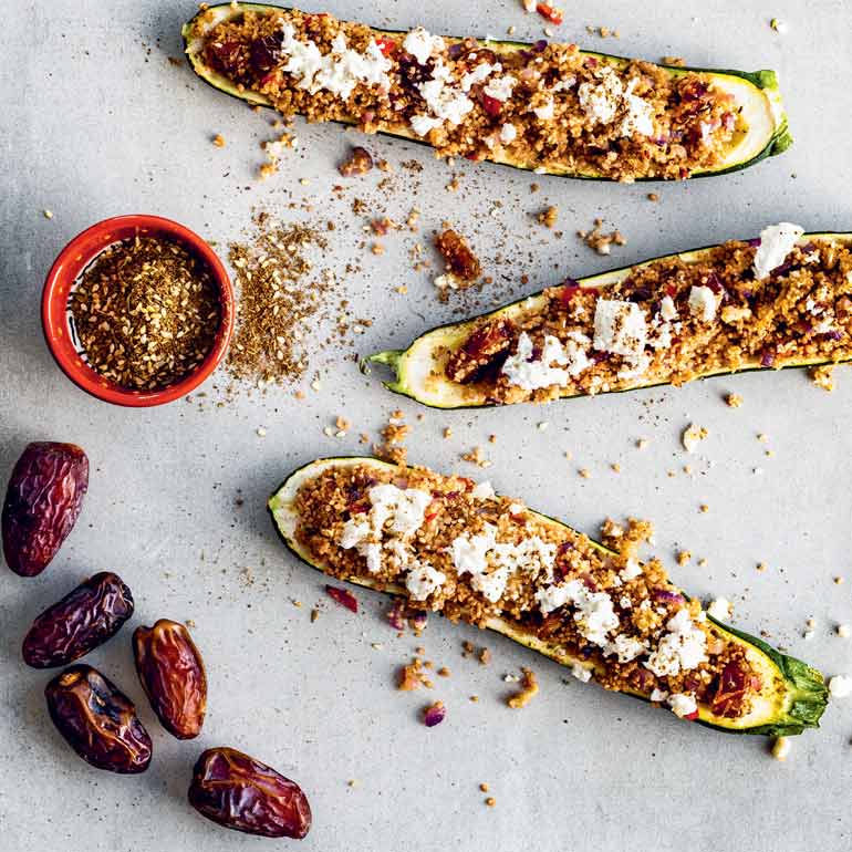 Gevulde courgettes met couscous & feta